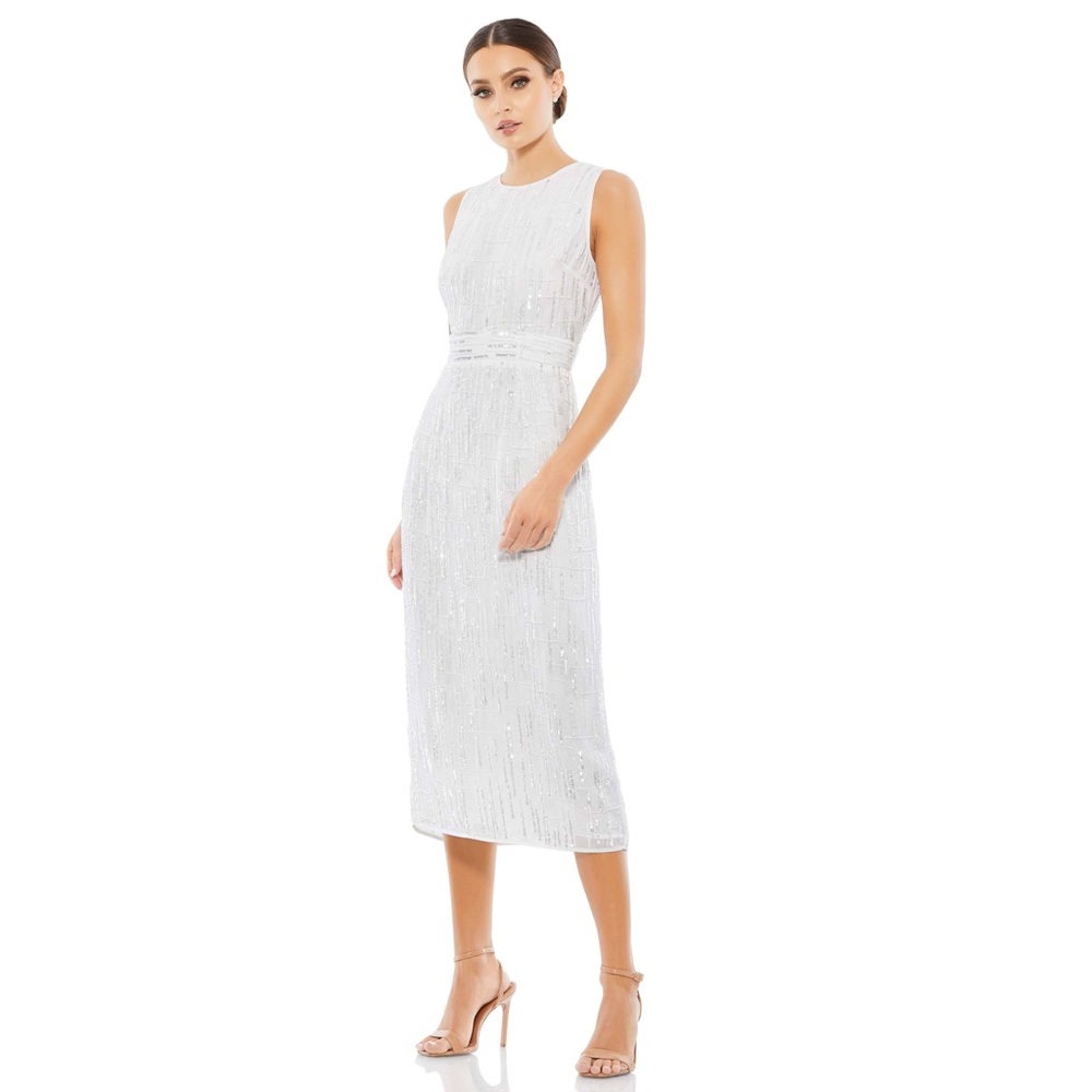 NWT Mac Duggal Sequin white bridal party dress size 2 MRSP $398